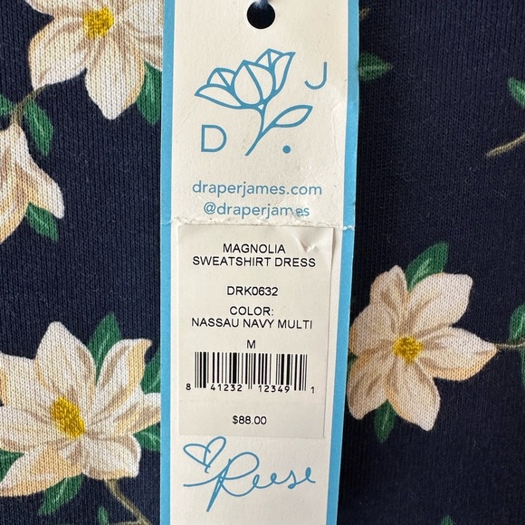 Draper James Magnolia Navy Floral Sweatshirt Dress - Picture 3 of 4